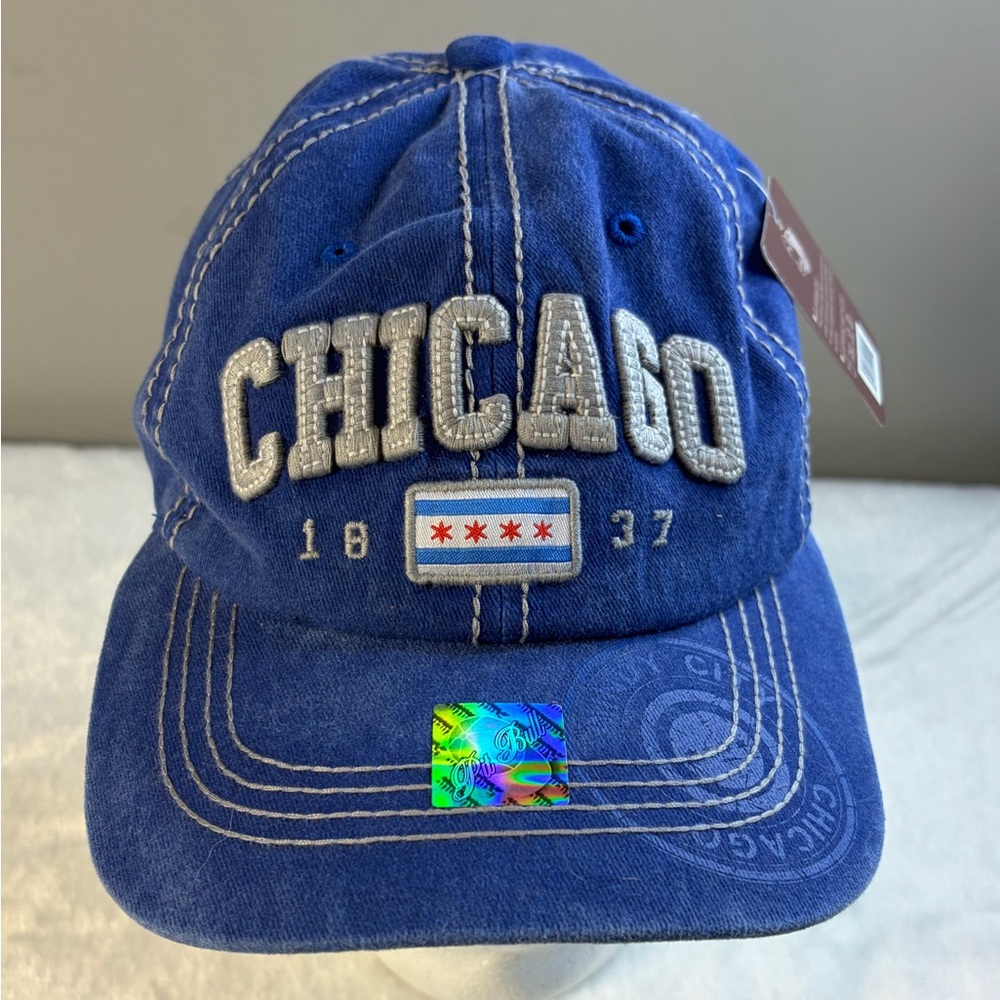 Chicago 1837 Slideback Baseball Cap Blue One Size Adjustable Patriotic Pit Bull
